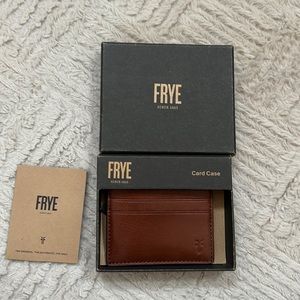 Frye leather card case wallet in cognac New